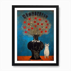 Queen With A Cat 1 Surreal Joan Miro Style  Art Print