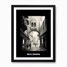 Poster Of Split, Croatia, Mediterranean Black And White Photography Analogue 3 Art Print