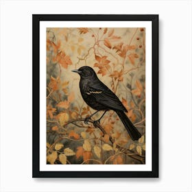 Dark And Moody Botanical Robin 4 Art Print