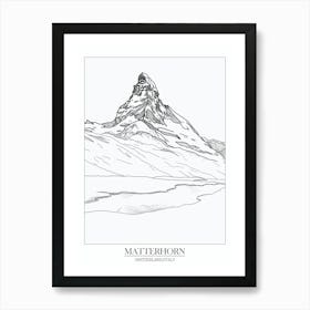 Matterhorn Switzerland Italy Line Drawing 3 Poster Art Print