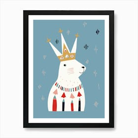 Little Arctic Hare Wearing A Crown Art Print