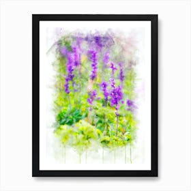 Flowers watercolor 2. Art botanical watercolor photography. Art Print