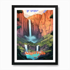 Angel Falls Venezuela Waterfall Travel Art 1 Art Print