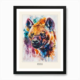 Hyena Colourful Watercolour 4 Poster Art Print