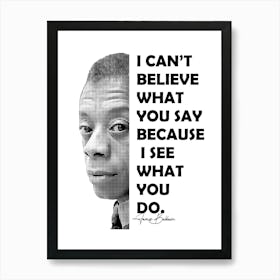 James Baldwin African-American writer and civil rights activist with Quotes 2 Art Print