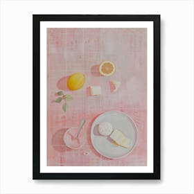 Pink Breakfast Food Crumpets 1 Art Print