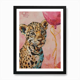 Cute Jaguar 3 With Balloon Art Print