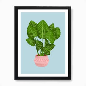 Philodendron Glorium On Blue Art Print