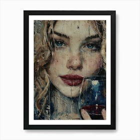 Girl With A Glass Of Wine 14 Art Print