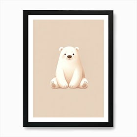Polar Bear Neutral Pastel Print for Baby Kids Room Art Print