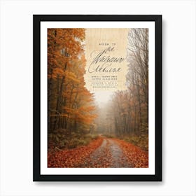 Autumn Greeting Crafted In Hand Drawn Style Rustic Typography Dancing Across The Visual Space Musi Art Print