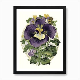 Pansy Floral 1 Botanical Vintage Poster Flower Art Print