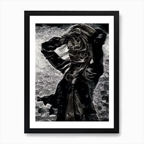 Woman In Black And White Art Print