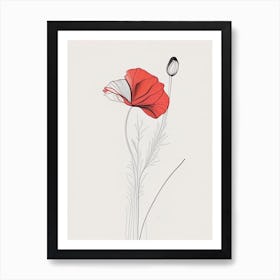 Poppy Floral Minimal Line Drawing 1 Flower Art Print