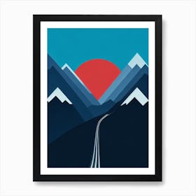 Coronet Peak, New Zealand Modern Illustration Skiing Poster Art Print