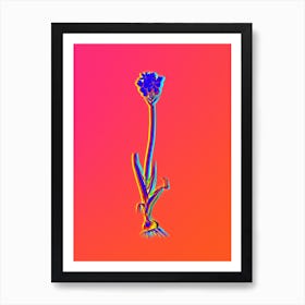 Neon Chincherinchee Botanical in Hot Pink and Electric Blue n.0085 Art Print