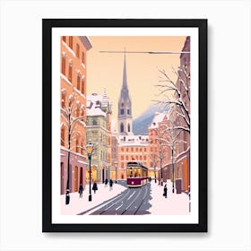 Vintage Winter Travel Illustration Vienna Austria 1 Affiche