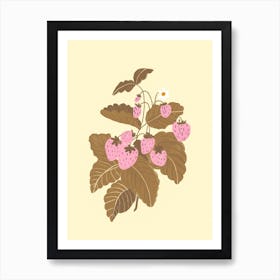 Pink Strawberries Art Print