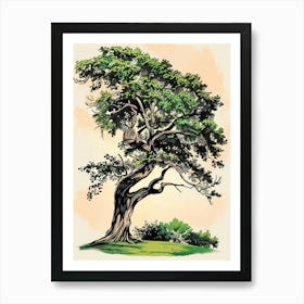 Ebony Tree Storybook Illustration 4 Art Print