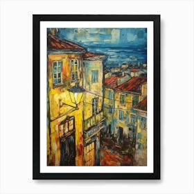 Window View Of Lisbon Portugal In The Style Of Expressionism 4 Affiche