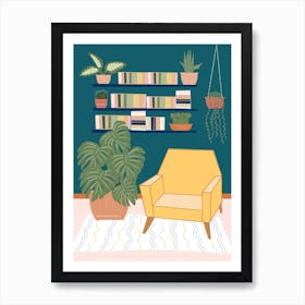 Gold Chair And Plant Art Print