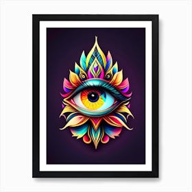 Psychedelic Eye, Symbol, Third Eye Tattoo 1 Art Print