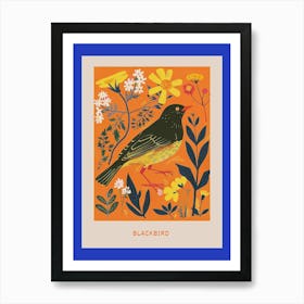 Spring Birds Poster Blackbird 3 Art Print