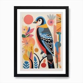 Colourful Scandi Bird American Kestrel 4 Art Print