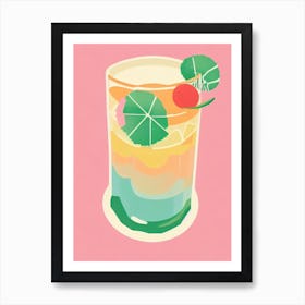 Sazerac Retro Pink Cocktail Poster Art Print