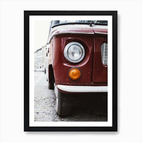 Red Retro Van Art Print