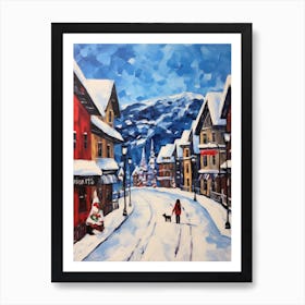 Cat In The Streets Of Banff   Canada With Snow 2 Art Print