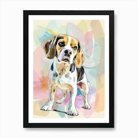 Pastel Beagle Dog Watercolour Line Illustration 3 Art Print