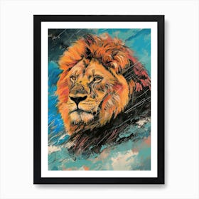 Masai Lion Facing A Storm Fauvist Painting 4 Art Print