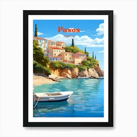 Paxos Greece Summer Modern Travel Illustration Art Print