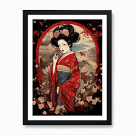 Ukiyo E Style Geisha 4 Art Print