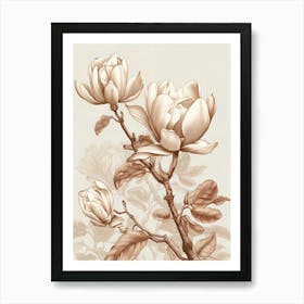 Beige Flowers 3 Art Print