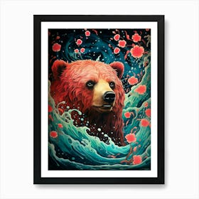 Bear In The Water 2 Art Print