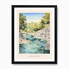 Swimming In Krka Lakes National Park Croatia Watercolour Poster Art Print