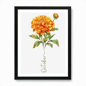 October Birth Flower Birth Month Botanical 1 Art Print