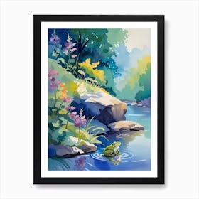 Frog In The Stream 3 Art Print