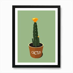 Cactus Flowerpot Nature Flower Thorns Succulent Art Print