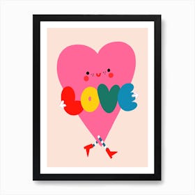 Pink Love Heart Art Print