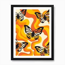 Butterflies on Waves Art Print