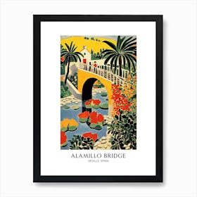 Alamillo Bridge, Seville, Spain Colourful 4 Travel Poster Art Print
