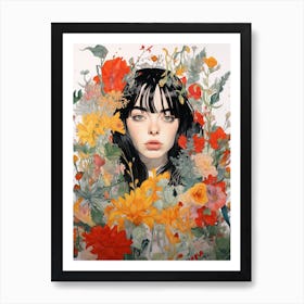 Billie Eilish Floral Collage 4 Art Print