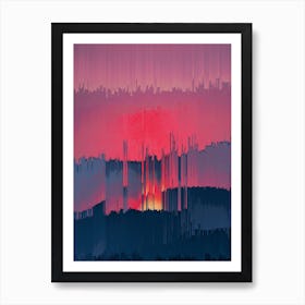 Abstract Glitch Sunset Painting 4 Art Print