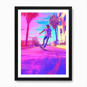 Skateboarding In San Diego, United States Futuristic 3 Art Print