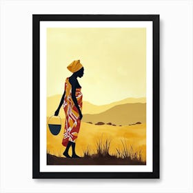 African Woman With Basket Art Print