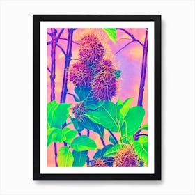 Rambutan Risograph Retro Poster Fruit Art Print