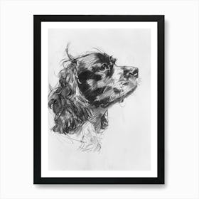 English Toy Spaniel Dog Charcoal Line 3 Art Print